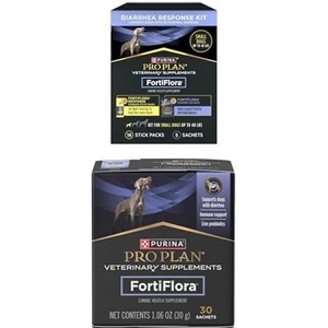 Bundle of Purina Pro Plan Veterinary Supplements FortiFlora Diarrhea Response + Pro Plan Veterinary Diets FortiFlora Daily Probiotic Powder Supplement for Small Dogs