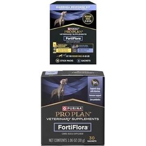 Bundle of Purina Pro Plan Veterinary Supplements FortiFlora Diarrhea Response + Pro Plan Veterinary Diets FortiFlora Daily Probiotic Powder Supplement for Medium Sized Dogs