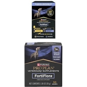 Bundle of Purina Pro Plan Veterinary Supplements FortiFlora Diarrhea Response + Pro Plan Veterinary Diets FortiFlora Daily Probiotic Powder Supplement for Large Sized Dogs